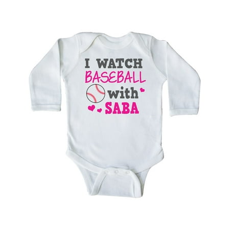

Inktastic I Watch Baseball with My Saba Gift Baby Boy or Baby Girl Long Sleeve Bodysuit