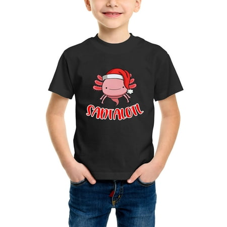 

Envmenst Boys Cotton T-Shirt Santa Salamander Santalotl Christmas Costume Funny Christmas Axolotl T Shirt For Girls EU Size