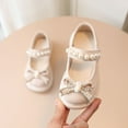 thumbnail image 5 of Fridja Toddler Shoes Baby Girls Cute Fashion Pearl Bow Non-slip Round Head Small Leather Princess Shoes (3-3.5 Years Old), 5 of 6