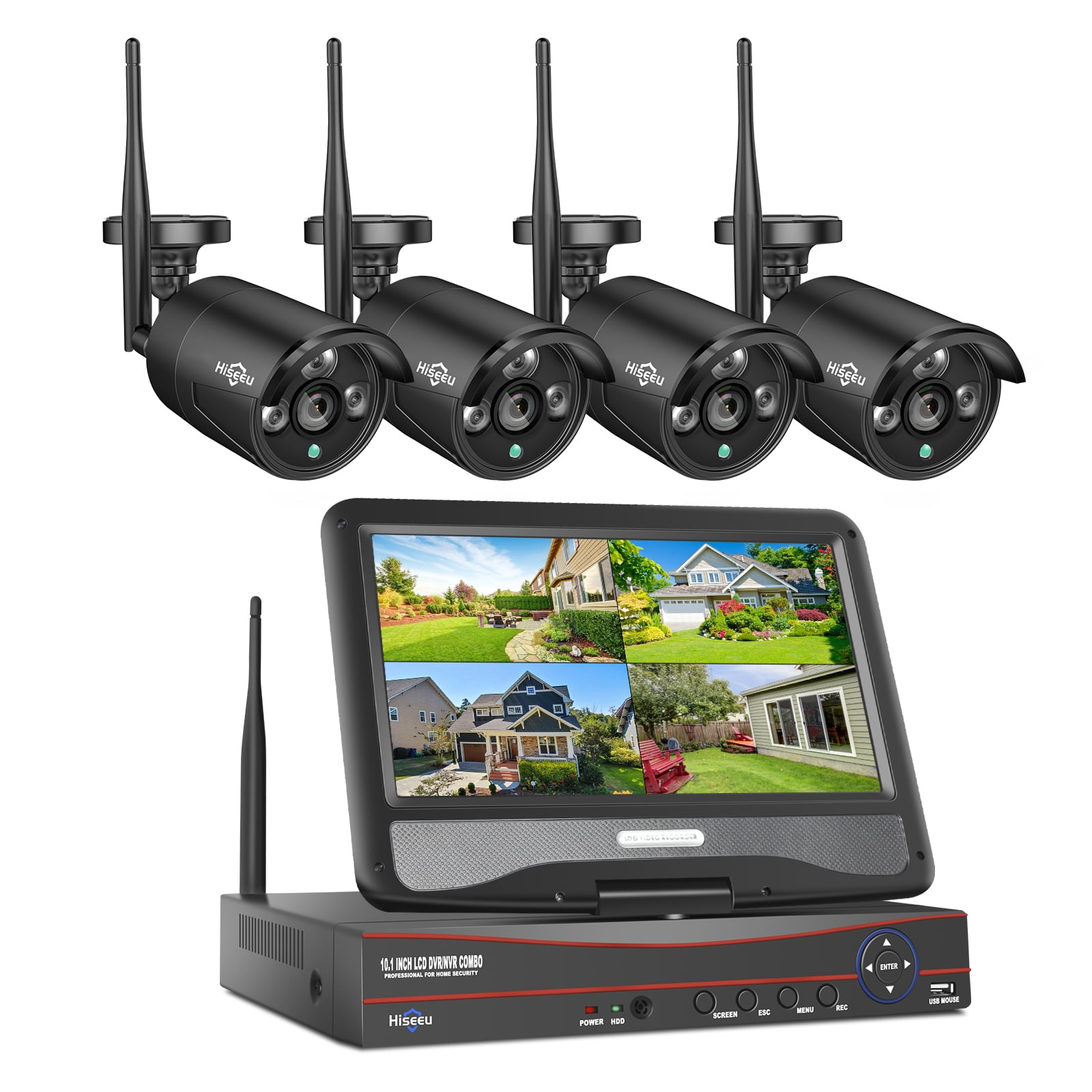 Hiseeu Security Camera System with 10.1'' Monitor, 1TB Hard Drive