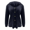 thumbnail image 4 of HJYCHN Womens Elegant Hooded Knit Cardigan Soft Lightweight Long Sleeve Sweater Comfortable Fall Winter Outerwear Top Navy XXL, 4 of 5
