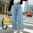 thumbnail image 4 of Women's High Waisted Cropped Straight Pants Jeans Casual Denim Pants, 4 of 5