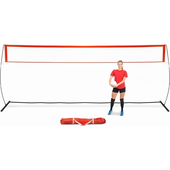 Freestanding Volleyball Training Net - 12 ft or 20 ft - Indoor our Outdoor Use, Instant Setup, and Height Adjustable