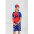 thumbnail image 3 of Marvel Avengers Spider-Man Big Boys Rash Guard Swim Trunks and Cap 3 Piece Swimsuit Set Toddler to Big Kid, 3 of 5