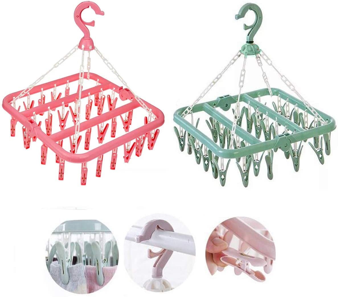 Details about  / 24PCS Plastic Clothes Clips Drying Socks Towel Rack Clamps Holder