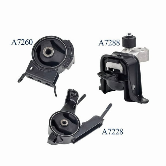 Set of 3 ISA Engine Motor & Transmission Mount Compatible with 2000-2005 Toyota Echo 2004-2006 Scion xA xB l4 1.5L Replacement for A7288 A7228 A7260