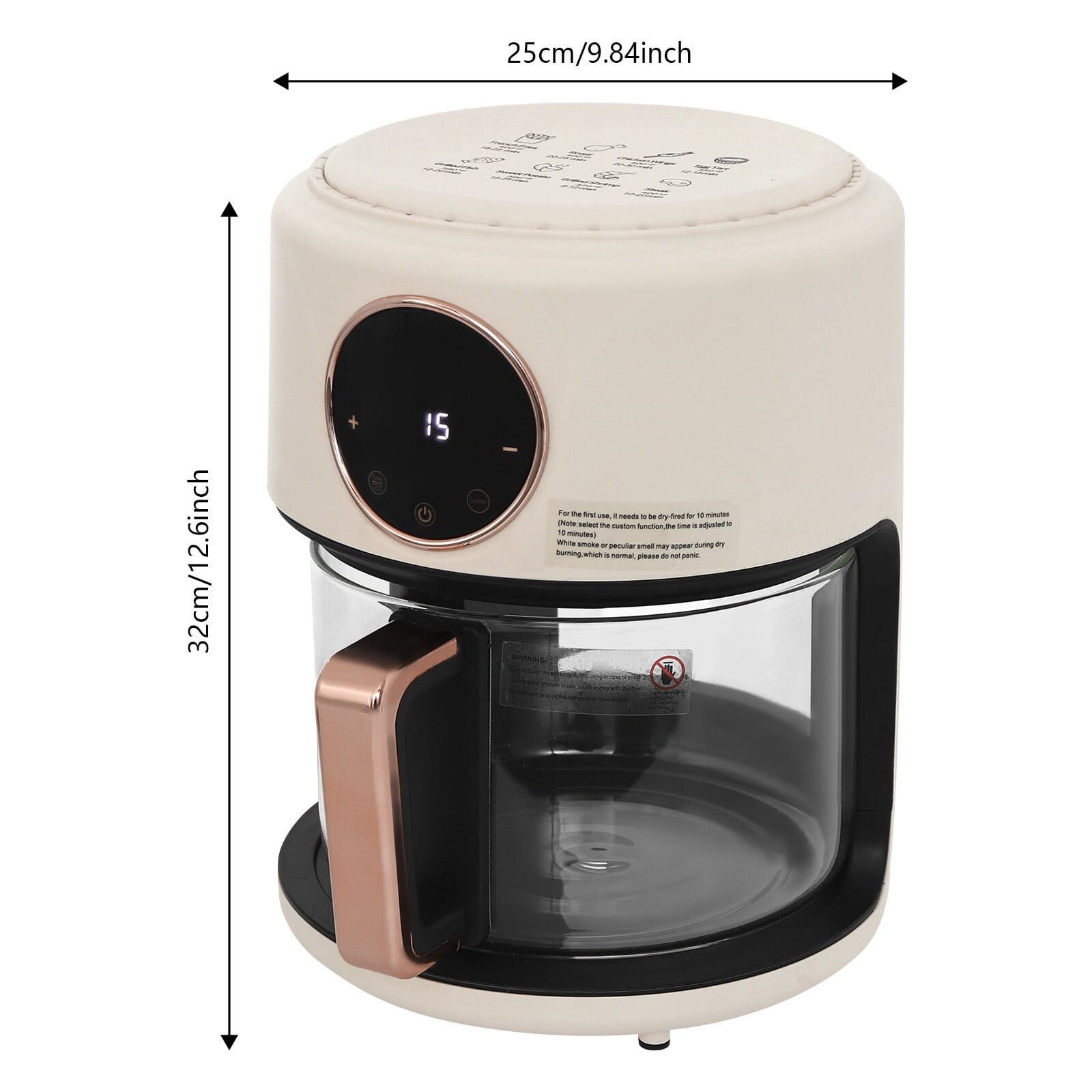 3.8Qt Air Fryer with Digital Touchscreen & View Window, 1200W, 8 Presets