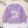thumbnail image 2 of JIAYUE Girls Sweater Long Sleeve Knit With Letter And Floral Embroidery Cute Round Neck For Infant Baby Toddler Casual Outfit Leisure Children Tops, 2 of 3