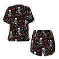 thumbnail image 5 of Picia Skeleton with Roses Pajamas Sets for Women Soft Short-Sleeved Pjs with Lounge Shorts Two Piece Sleepwear-3X-Large, 5 of 9