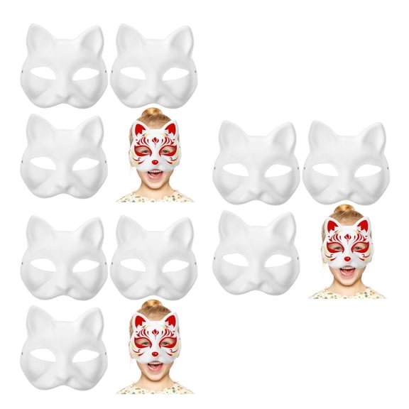 9Pcs Unpainted Animal Half Facemasks DIY Paint Masquerade Costume Prop