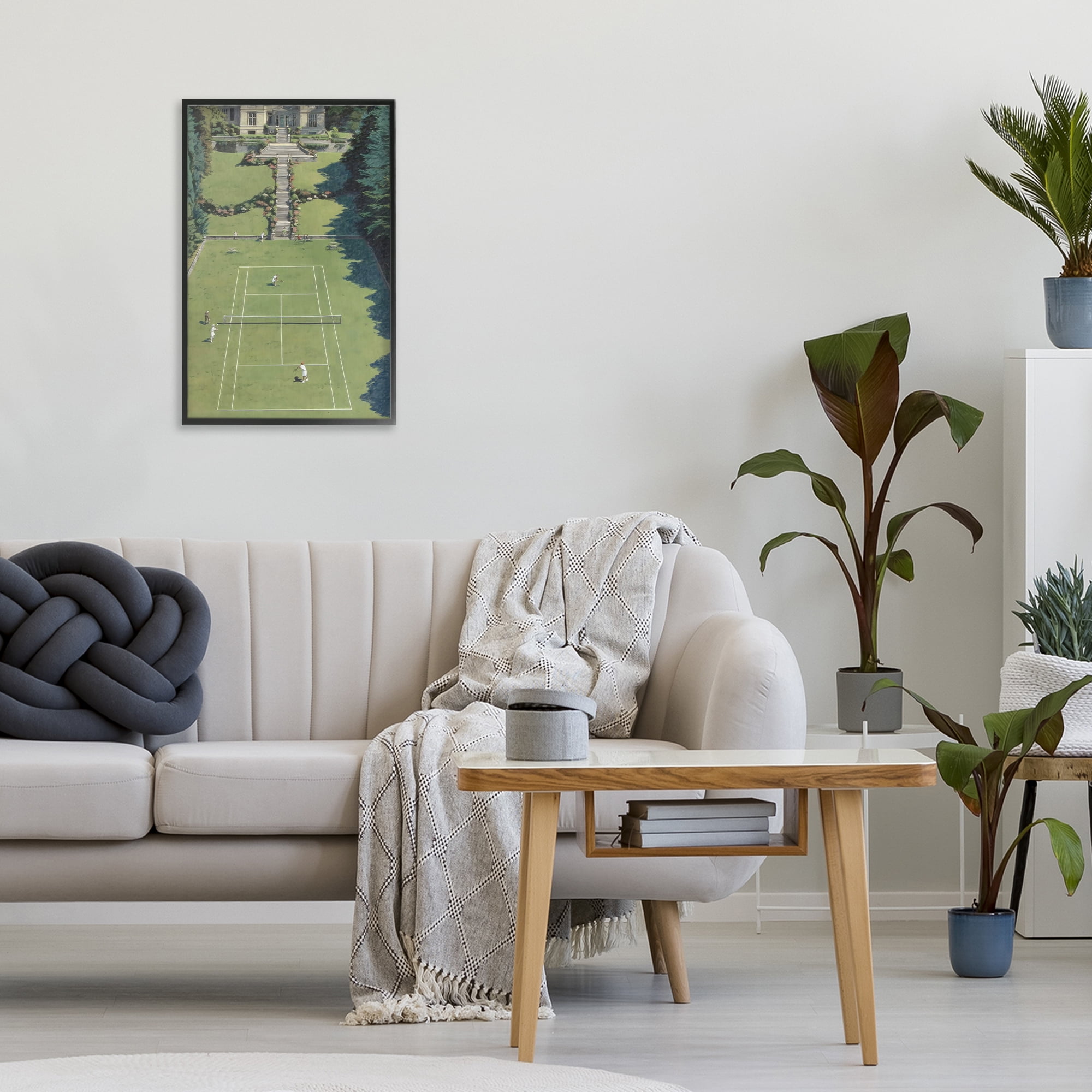 Stupell Industries Tennis Court at Mansion Black Framed Giclee Art, design by Petal Prints Design