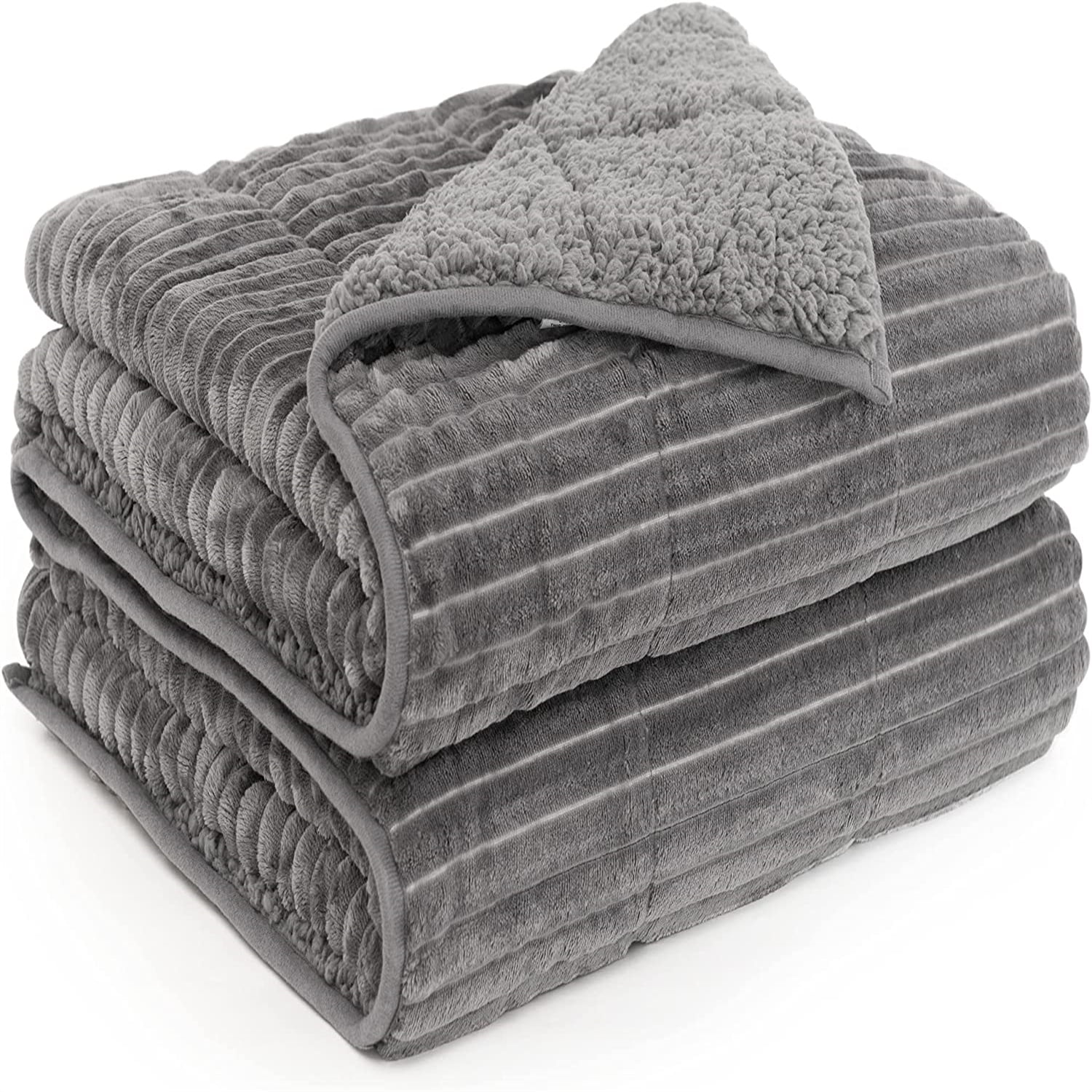 Sivio Sherpa Fleece Weighted Blanket Queen Size for Adults, 15lbs Soft