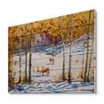 thumbnail image 2 of Designart 'Cattles In The Early Snow In The Tree Forest' Farmhouse Print on Natural Pine Wood, 2 of 5