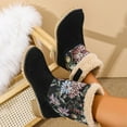 thumbnail image 5 of Boots for Women Low Chunky Heel Round Toe Printed Warm Shoes Womens Winter Trendy Thick Heel Fashion Boots Black 5.5, 5 of 7