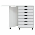 thumbnail image 1 of vidaXL Armoire Roulante avec Bureau Blanc Mousse Bois Massif Pin, 1 of 5