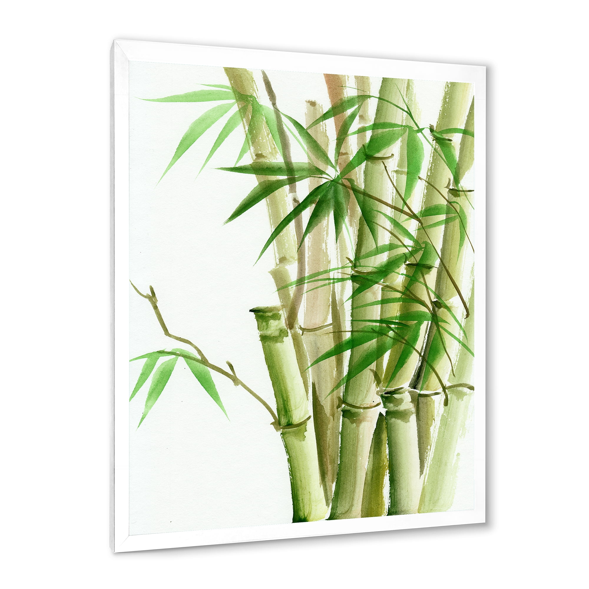 Designart 'Detail of Dark Green Bamboo and Leaves II' Traditional Framed Art Print