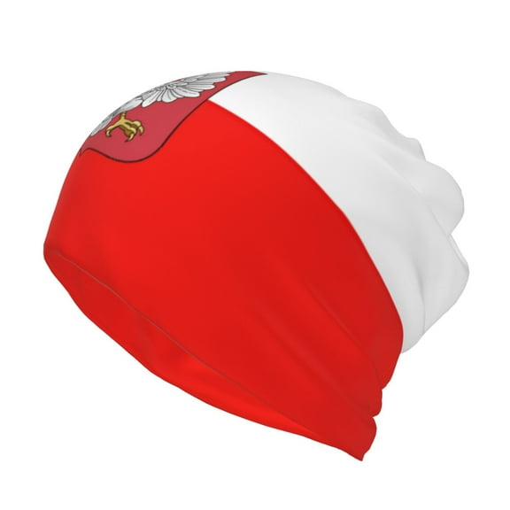 Womens Poland-Flag Slouchy Beanie Cap Headwear Hat Turban