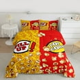 thumbnail image 2 of Manfei Cinema Popcorn King Size Comforter Sets,Movie Time Bedding Comforter Set,Yellow Red Bedding Set For Girl,Microfiber Bedroom Decor Reversible,3pcs, 2 of 8