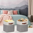 thumbnail image 3 of Fabric Storage Cubes 10.5”x10.5”x11” Cube Storage Bins for Closet Organizers and Storage Shelves Foldable Storage Bin with Handles, Set of 6, Grey, 3 of 12