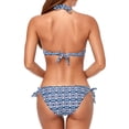 thumbnail image 4 of Traje de baño de playa de moda para mujer, diseño de lazo, bikini halter con estampado dividido, talla L, 4 of 8
