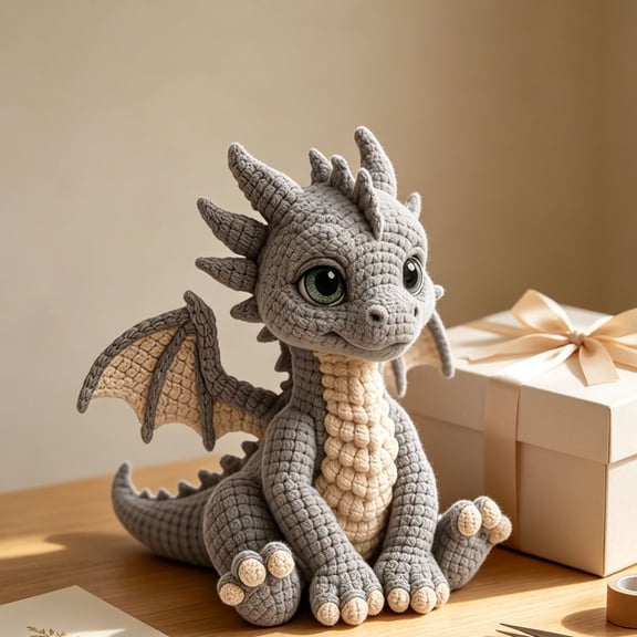 Cute Dragon Crochet Kit for Beginners – DIY Handmade Craft Set with Instructions