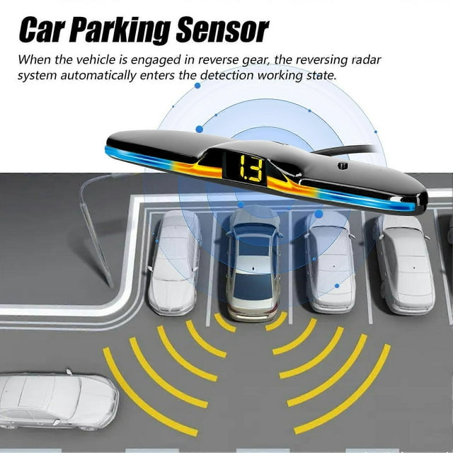 Car Parking Sensor Rear Reversing Radars System with 4 Parking Sensors Distance Detection LED Light Distance Display Warning Buzzer
