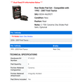 thumbnail image 2 of Rear Brake Pad Set - Compatible with 1993 - 2007 Ford Taurus 1994 1995 1996 1997 1998 1999 2000 2001 2002 2003 2004 2005 2006, 2 of 2