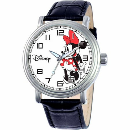 Disney Minnie Mouse Men's Vintage Watch, Black Strap