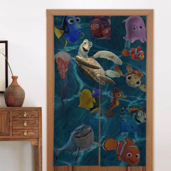 Finding Nemo Cartoon Door Curtain Doorway Bedroom Kitchen Blackout Curtains Privacy Door Curtains Home Decor 2 Panel 34" x 56"