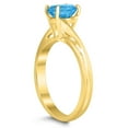 thumbnail image 2 of SZUL Women's Solitaire Oval 7X5MM Blue Topaz Gemstone Twist Ring in 10K Yellow Gold, 2 of 4