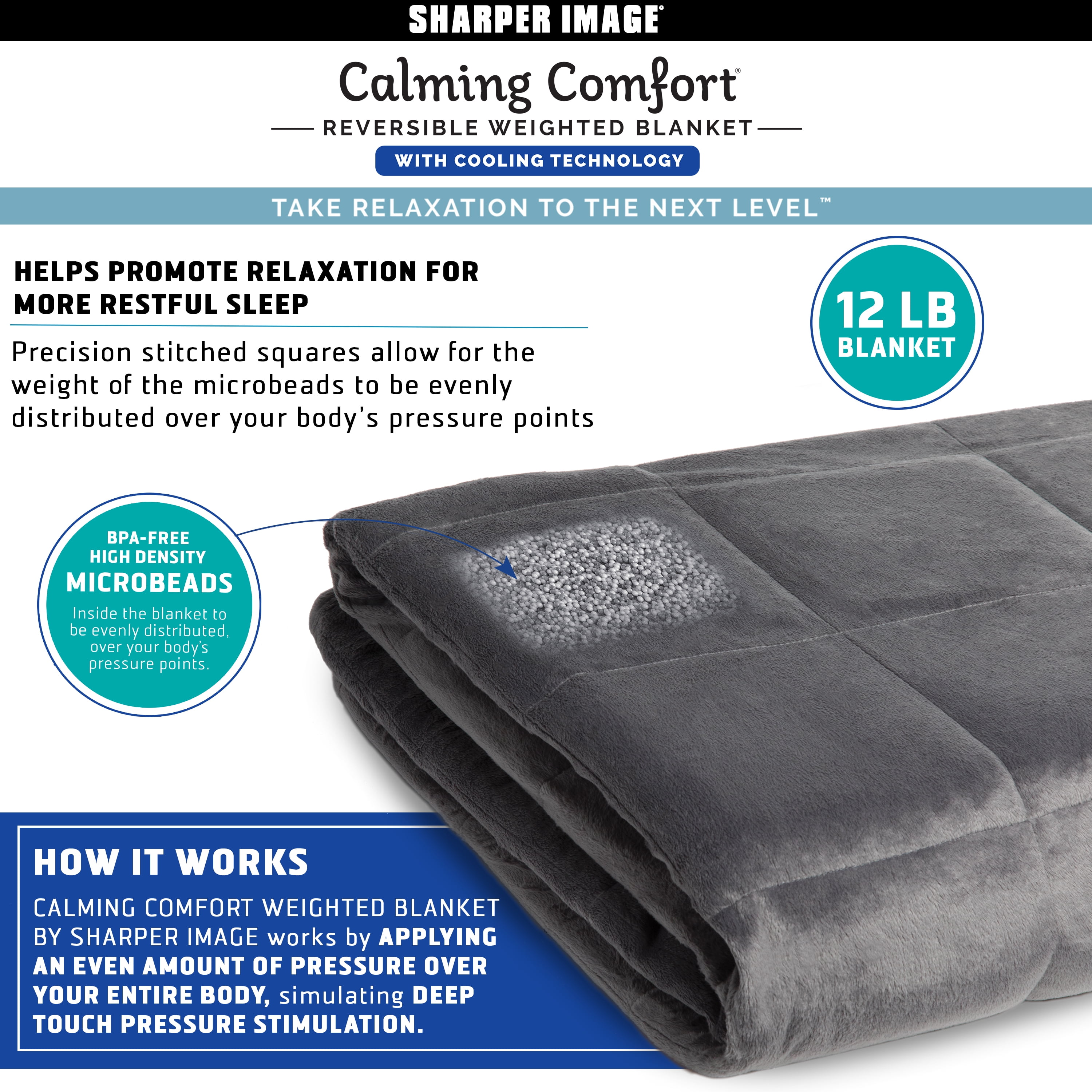 Calming Comfort Adult Sleep Therapy Weighted Blanket 15 lbs 50 W x 75 L Grey with Therapeutic Benefits Walmart