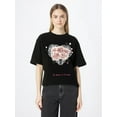 thumbnail image 1 of Camiseta informal de verano para mujer, con estampado retro de flores y rosas para San Valentín, manga corta, cuello redondo, corte ajustado, ropa de calle, 1 of 7
