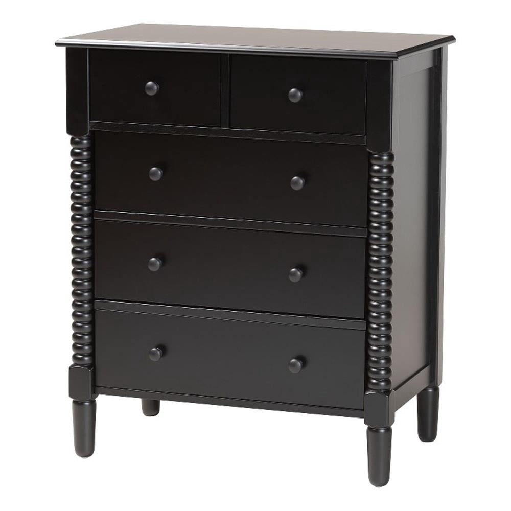 Baxton Studio Braith Farmhouse Black Spindle Wood 7-Drawer Dresser