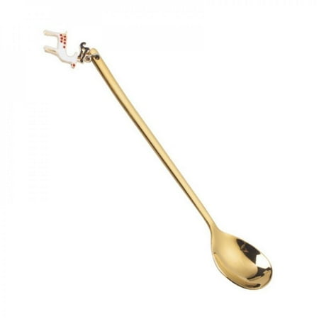 

Clearance!Christmas Spoon Coffee Stirring Spoon Dessert Spoon with Christmas Pendant Stainless Steel
