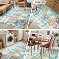 thumbnail image 6 of Summer Coastal Area Rug 4'x6', Watercolor Corals Shells Starfish Green Plaid Washable Non-Slip Rugs, Low Pile Large Carpet for Living Room Bedroom Dining Room Kitchen Office Indoor Mat, 6 of 9