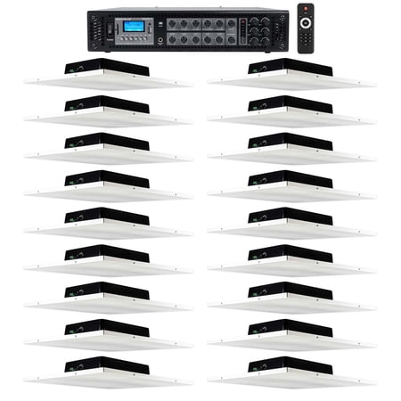 Office/Restaurant Audio Pack 18) Rockville Drop Ceiling Tile Speakers+6-Zone Amp