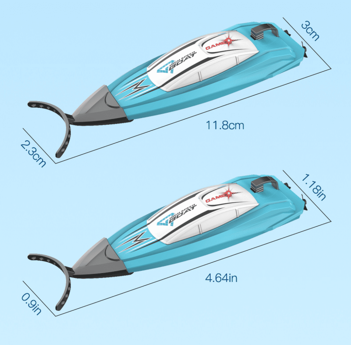 Mini 2.4G Remote Control Boat High Speed Electric Speedboat Children's Indoor Water Play Competitive Water Push Boat Toy-BLUE