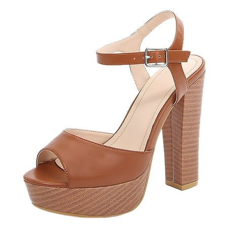

KI-8jcuD Room Shoes Women S Fashionable European And American Shoes With Buckles 13Cm Thick Super High Heels And Large Sandals Elastic Sandals For Women Lace Up Sandals For Women Heels Saltwater San