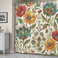 thumbnail image 5 of Bohemia Flowers Shower Curtain, Color Vintage Pesley Floral Leaf Plant Pattern Waterproof Shower Curtain Set with 12 Hooks Lightweight Bath Curtains Fabric Bathroom Decor 48x72 Inches, 5 of 9