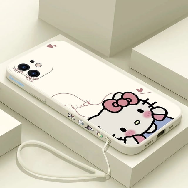 Cute Hello Kitty Phone Case For iPhone 15 14 13 12 11 Pro Max Mini X XR XSMAX SE 8 7 6S Plus Soft Liquid Silicone Cover RJ