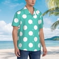 thumbnail image 2 of Lsque Teal Turquoise And White Polka Dot pattern Hawaiian Shirt for Men, Unisex Summer Beach Casual Short Sleeve Button Down Shirts-Large, 2 of 9