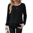 thumbnail image 5 of WIHOLL Long Sleeve Shirts for Women Fall Sweaters Fashion Color Block Crew Neck Pullover Tops 2026 Winter Lightweight Women's Sweaters, 5 of 11