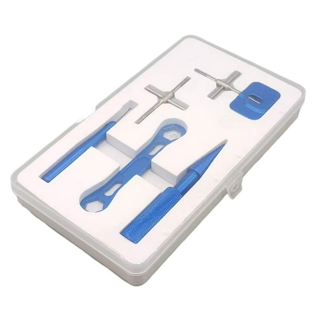 Hand Fishing Reel Repair Tool Set Multipurpose Storage Holder Metal Fishing Rod Disassembly Tool Set for Outdoor Activities Blue