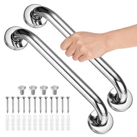 2-Pack 12 Inch Anti Slip Grab Bars, Stainless Steel Safety Shower Handle for Toilet/Elderly Assist Bath Handle [Chrome]