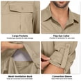 thumbnail image 3 of POENTAB Mens Safari Work Shirts Long Sleeve Hiking Fishing Tops UPF 50+ Quick Dry Camping Travel Button Down Shirt with Pockets, 3 of 10