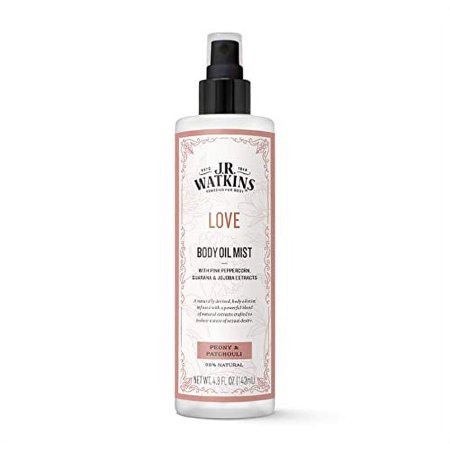 J.R. Watkins Love Body Oil Mist  Hydrates Skin and Boosts Stimulation  Natural Peony & Patchouli  4.8 oz