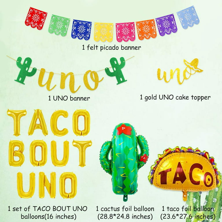 First Fiesta Birthday Decorations/Mexican 1st Birthday Party Decorations  Gold First Fiesta Balloons for Mexican fiesta 1st Birthday Taco Bout Uno