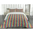 thumbnail image 2 of Ambesonne Rainbow Quilted Coverlet 3 Pcs, Swirls Vertical Waves Art, Queen Size, Multicolor, 2 of 4