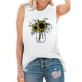 thumbnail image 4 of USSUMA Plus Womens Tops Dressy Casual Sleeveless Crewneck Women's Shirts and Blouses Loose Graphic Tank Tops T-Shirts for Women Trendy Sunflower Vase Print Tunic Top Summer Beach, 4 of 5