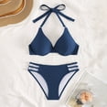 thumbnail image 5 of FINALGANG Womens Halter V Neck Solid Color Underwire 2 Piece Bikini Swim Set Molded Cup Swim Top Hollow Brief Summer Swimwear For Beach Party Stylish Swimwear L, 5 of 5